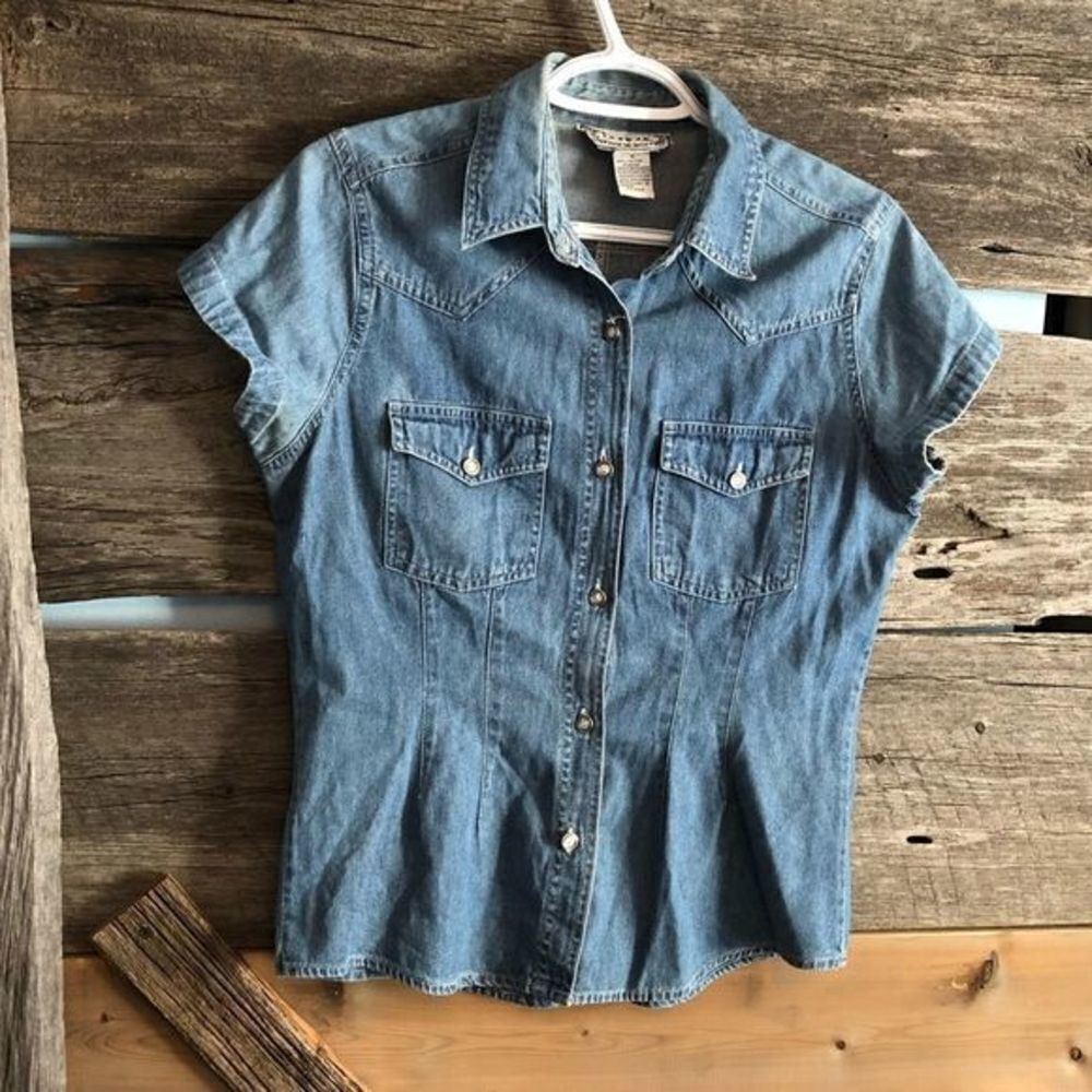 VINTAGE Bonjour denim blouse size Med